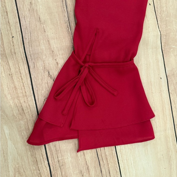 Calvin Klein fuchsia Blouse with Bell Sleeves and Mandarin Collar/size L - Picture 4 of 10